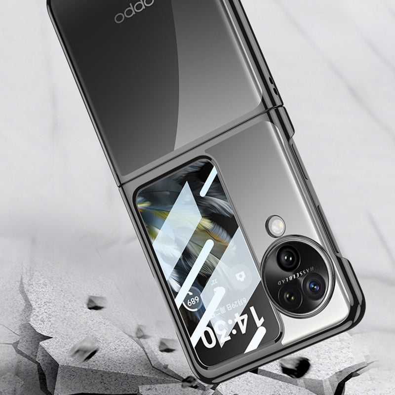 GKK For Oppo Find N3 Flip 5G Case Electroplated Clear PC Phone Cover with Rear Screen Film