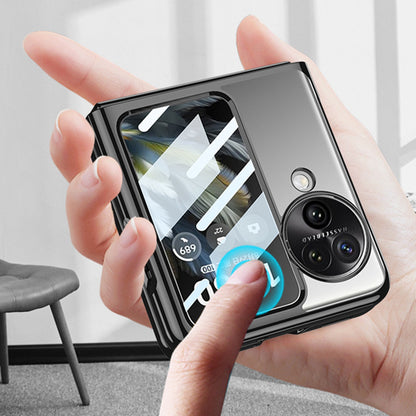 GKK For Oppo Find N3 Flip 5G Case Electroplated Clear PC Phone Cover with Rear Screen Film