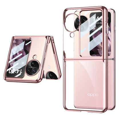 GKK For Oppo Find N3 Flip 5G Case Electroplated Clear PC Phone Cover with Rear Screen Film