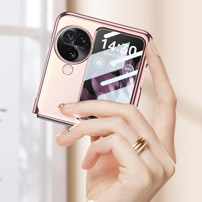 GKK For Oppo Find N3 Flip 5G Case Electroplated Clear PC Phone Cover with Rear Screen Film