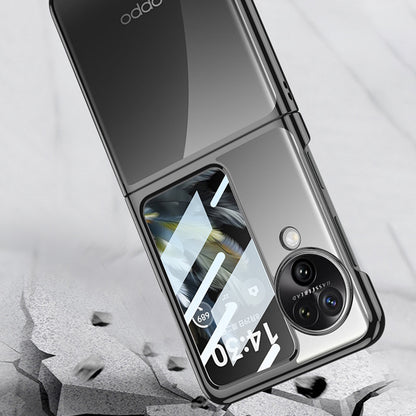GKK For Oppo Find N3 Flip 5G Case Electroplated Clear PC Phone Cover with Rear Screen Film