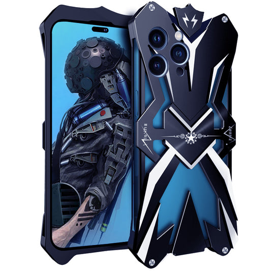 For iPhone 15 Pro Max Shockproof Mobile Phone Cover Wear-resistant Aluminum Alloy Phone Case