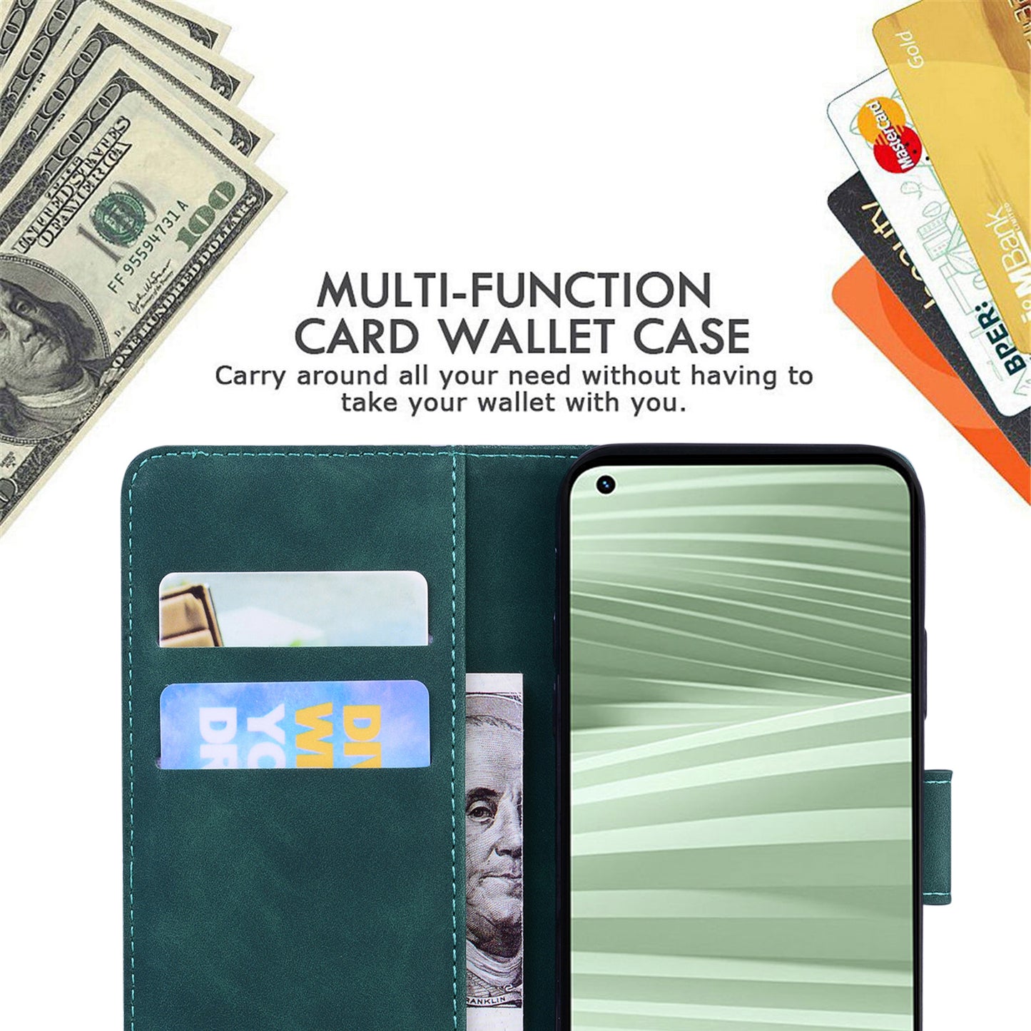 Stand Shell for Realme 11x 5G , PU Leather Flip Cover Butterfly Printing Phone Wallet Case