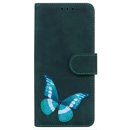 Stand Shell for Realme 11x 5G , PU Leather Flip Cover Butterfly Printing Phone Wallet Case