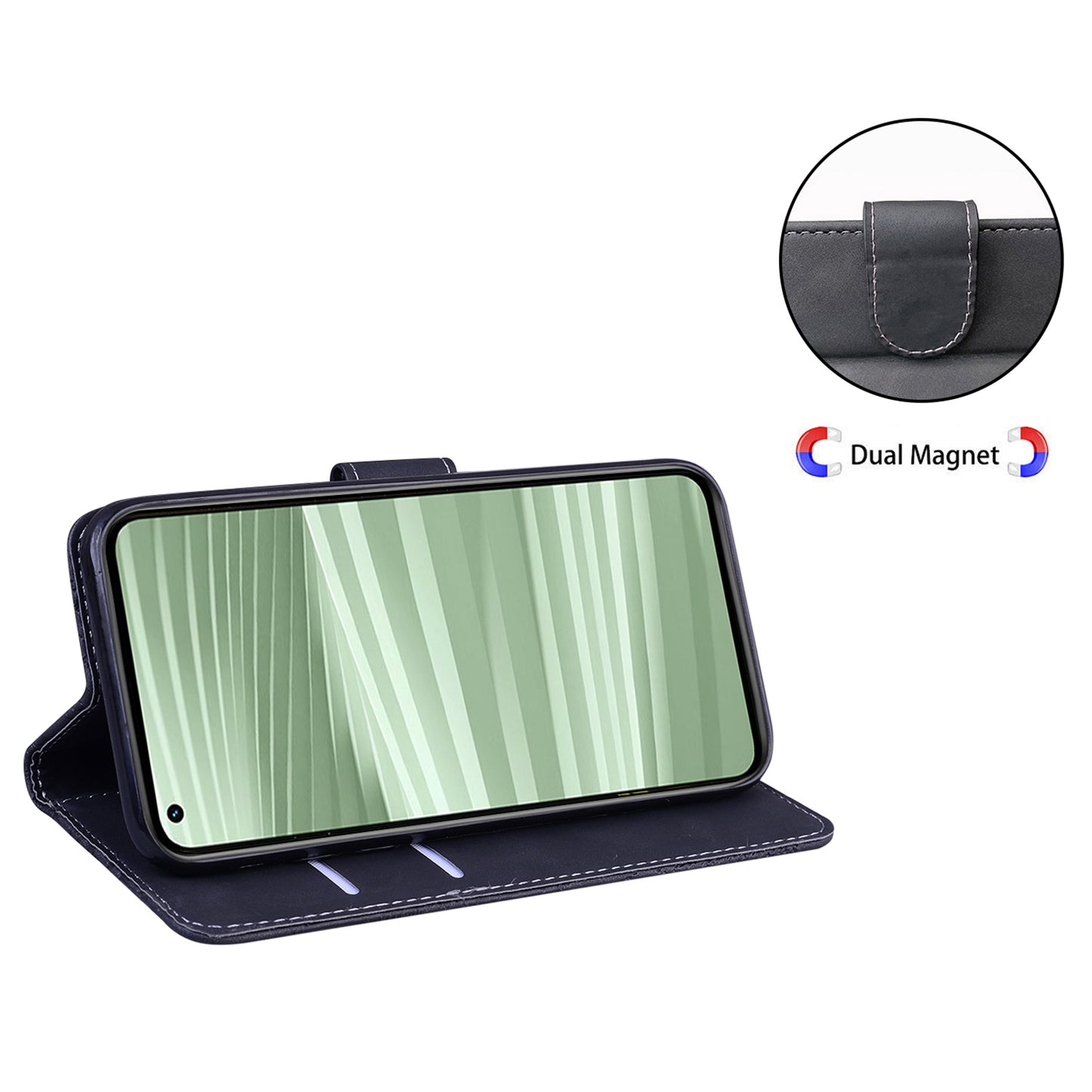 Stand Shell for Realme 11x 5G , PU Leather Flip Cover Butterfly Printing Phone Wallet Case