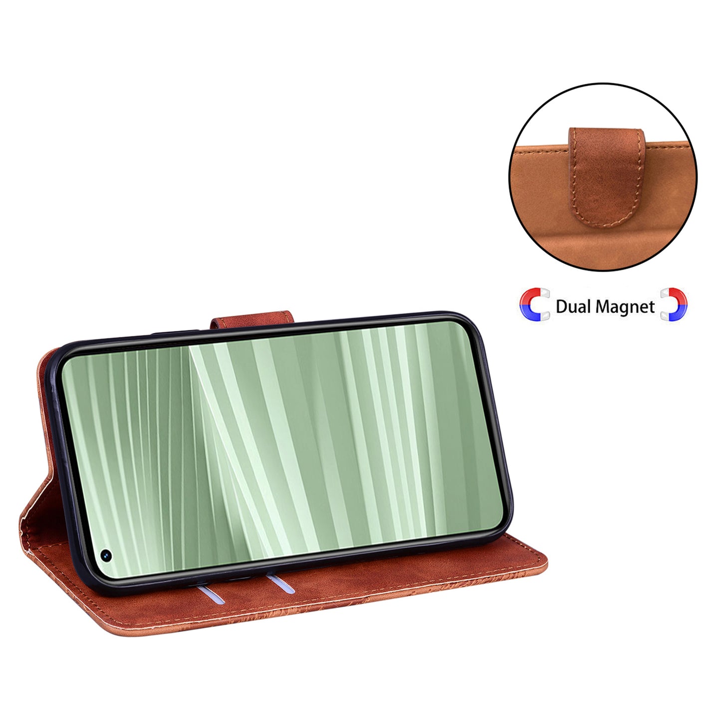 Stand Shell for Realme 11x 5G , PU Leather Flip Cover Butterfly Printing Phone Wallet Case