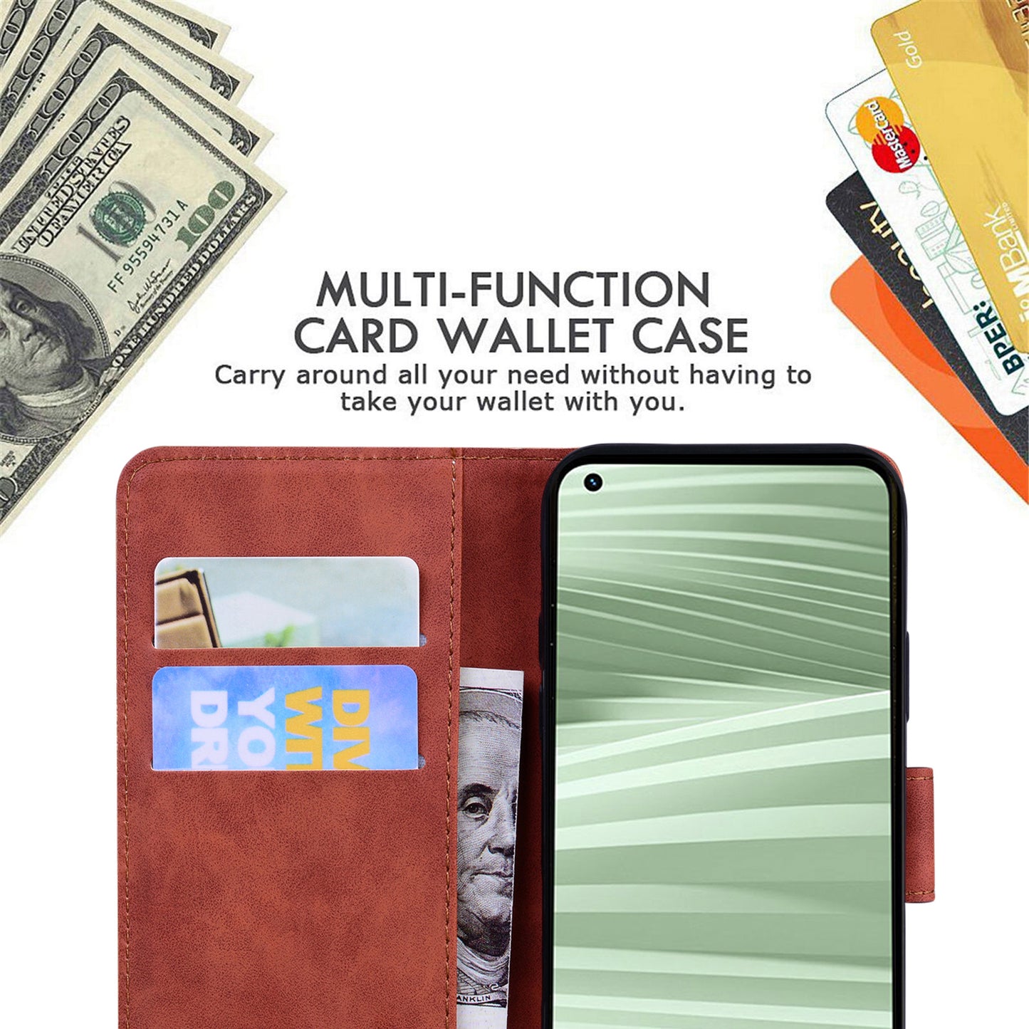 Stand Shell for Realme 11x 5G , PU Leather Flip Cover Butterfly Printing Phone Wallet Case