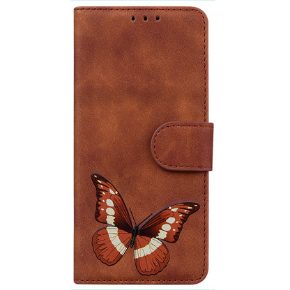 Stand Shell for Realme 11x 5G , PU Leather Flip Cover Butterfly Printing Phone Wallet Case