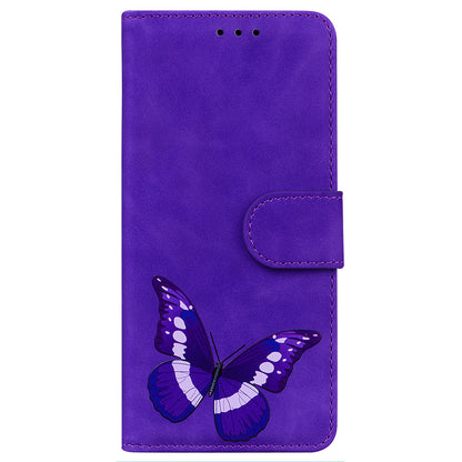 Stand Shell for Realme 11x 5G , PU Leather Flip Cover Butterfly Printing Phone Wallet Case