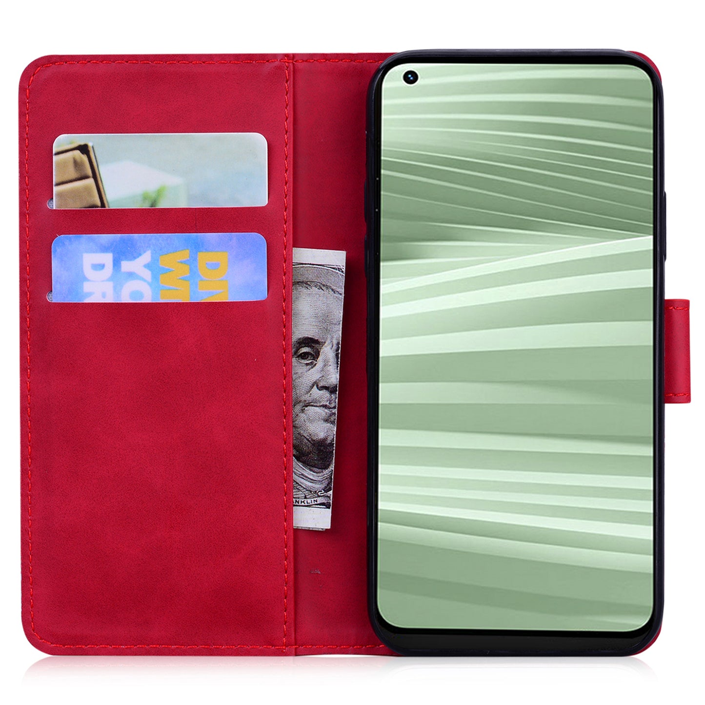 Stand Shell for Realme 11x 5G , PU Leather Flip Cover Butterfly Printing Phone Wallet Case