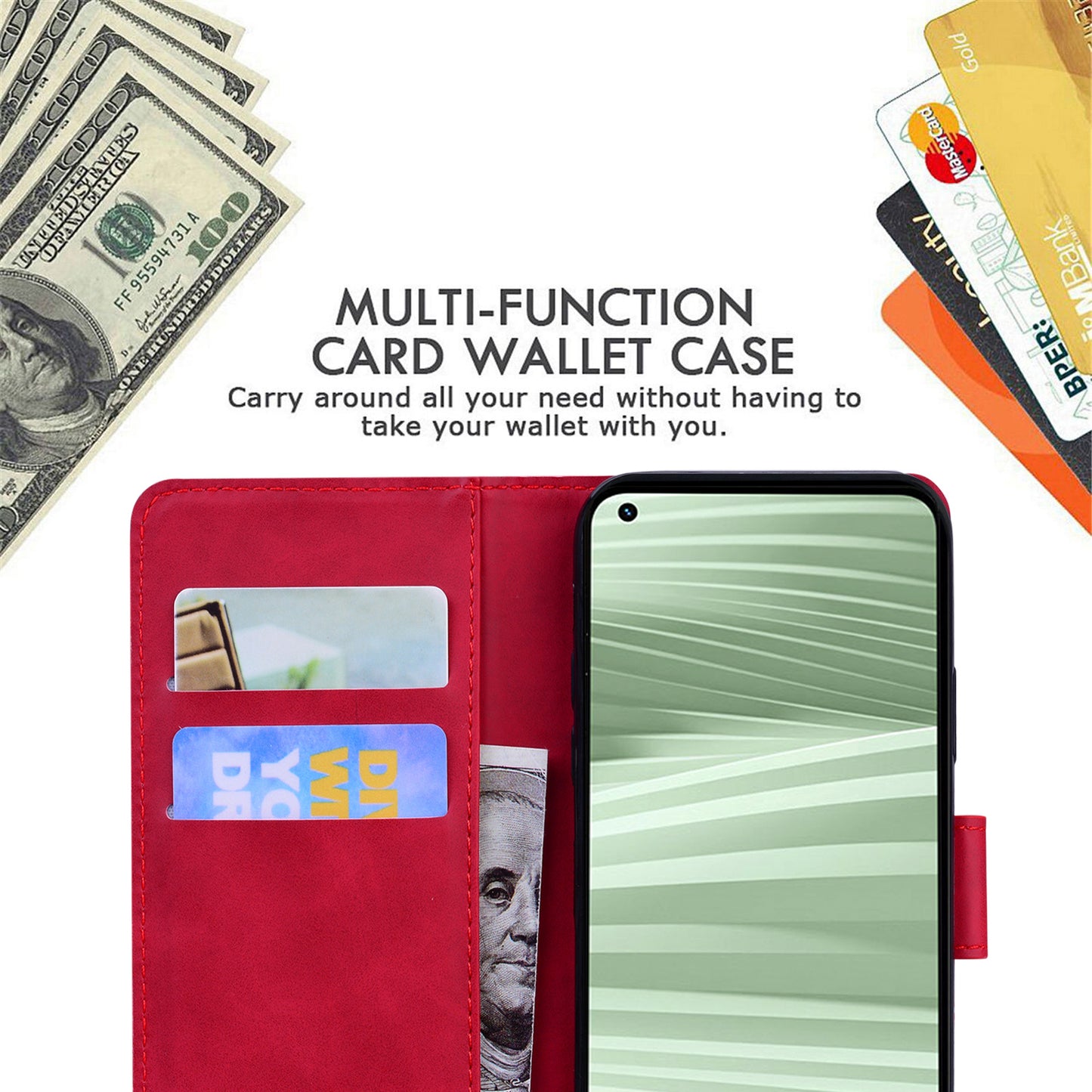 Stand Shell for Realme 11x 5G , PU Leather Flip Cover Butterfly Printing Phone Wallet Case