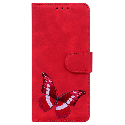 Stand Shell for Realme 11x 5G , PU Leather Flip Cover Butterfly Printing Phone Wallet Case