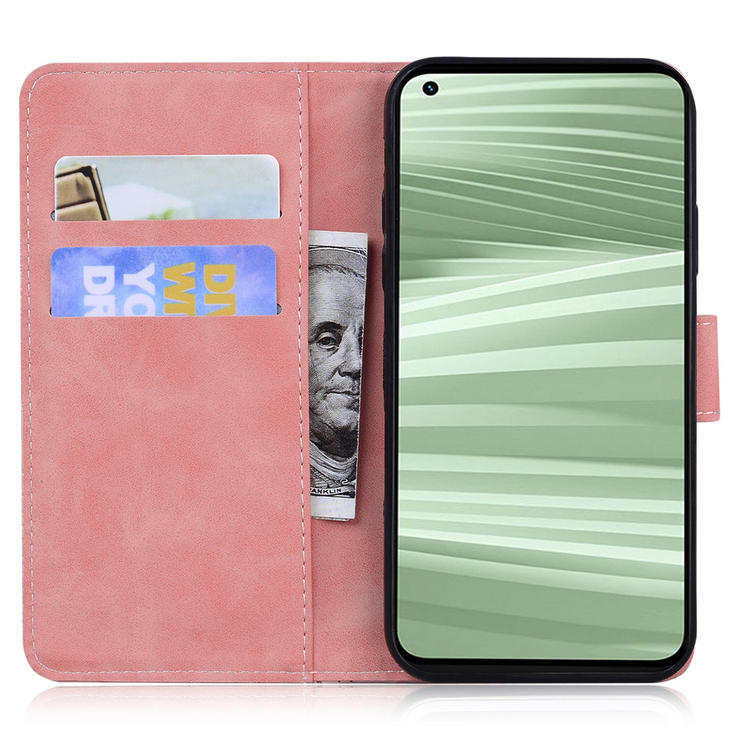 Stand Shell for Realme 11x 5G , PU Leather Flip Cover Butterfly Printing Phone Wallet Case