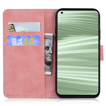 Stand Shell for Realme 11x 5G , PU Leather Flip Cover Butterfly Printing Phone Wallet Case