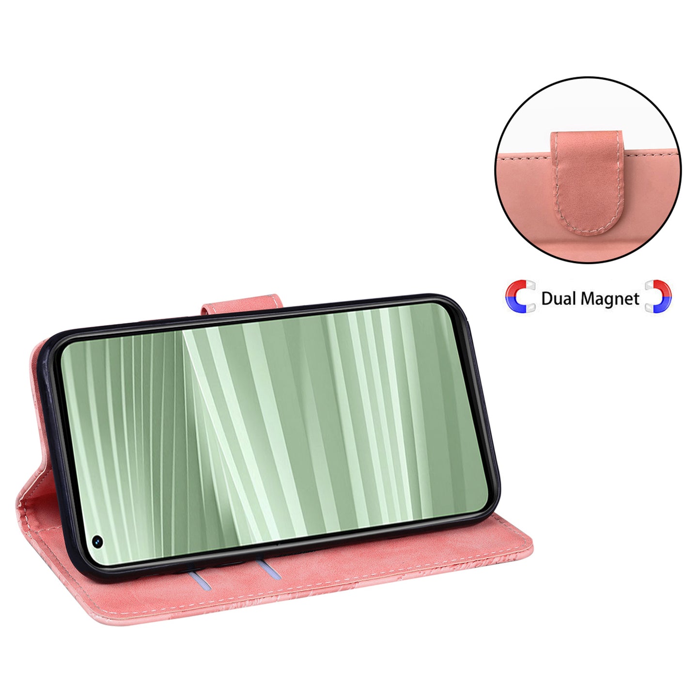 Stand Shell for Realme 11x 5G , PU Leather Flip Cover Butterfly Printing Phone Wallet Case