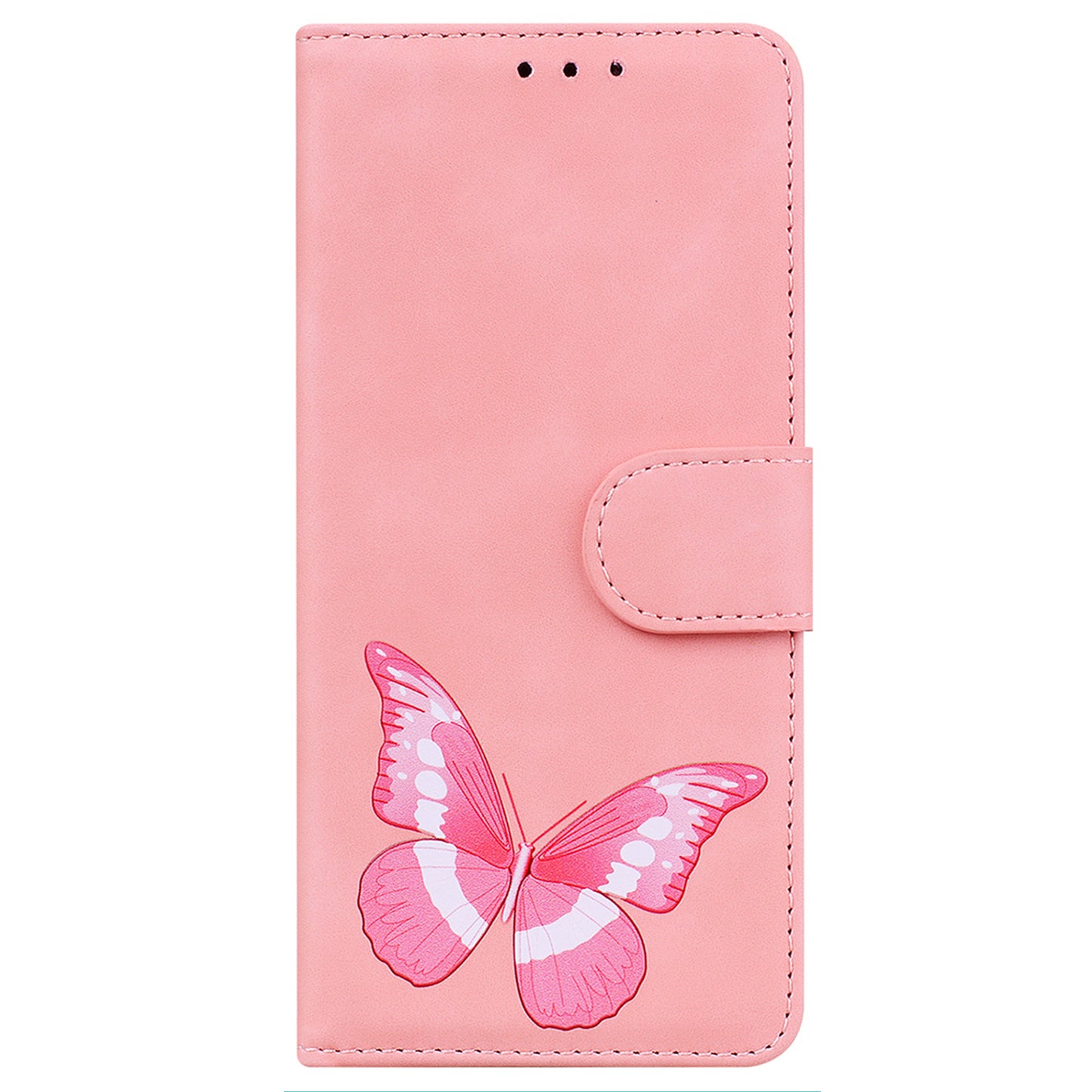 Stand Shell for Realme 11x 5G , PU Leather Flip Cover Butterfly Printing Phone Wallet Case