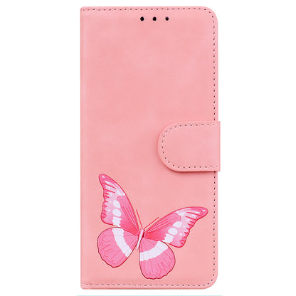 Stand Shell for Realme 11x 5G , PU Leather Flip Cover Butterfly Printing Phone Wallet Case
