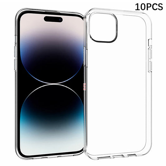 10Pcs  /  Pack Clear TPU Phone Shell For iPhone 15 Plus , Phone Cover with Inner Watermark-Free Texture