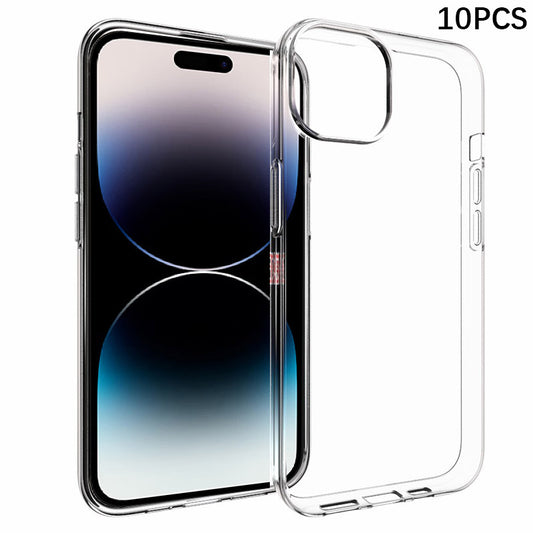 10Pcs / Pack For iPhone 15 Slim-Fit TPU Case Inner Watermark-Free Texture Cell Phone Shell