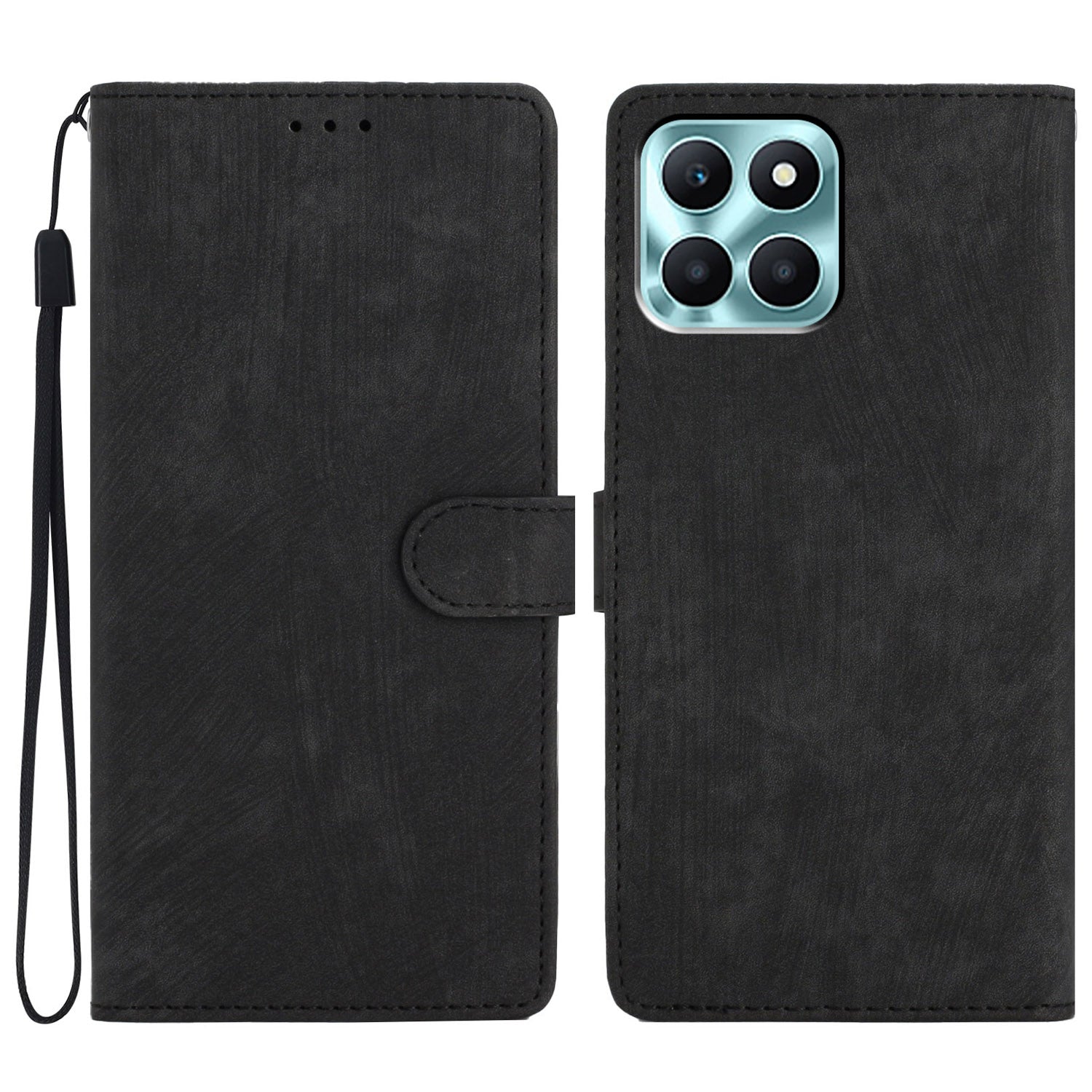 For Honor X6a 4G Case Skin-touch Leather Cover Wallet Stand Solid Color Phone Shell