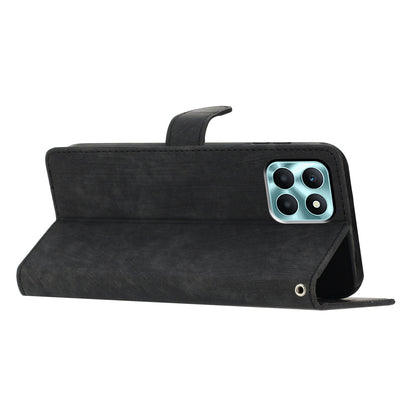 For Honor X6a 4G Case Skin-touch Leather Cover Wallet Stand Solid Color Phone Shell