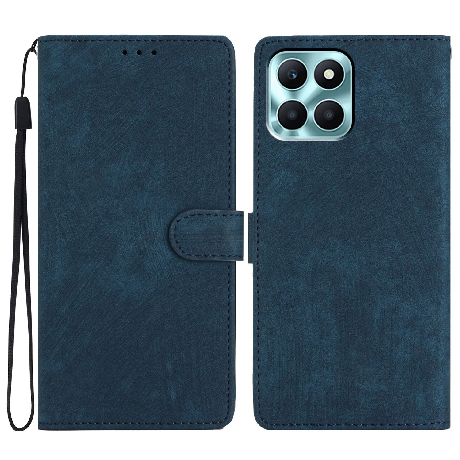 For Honor X6a 4G Case Skin-touch Leather Cover Wallet Stand Solid Color Phone Shell