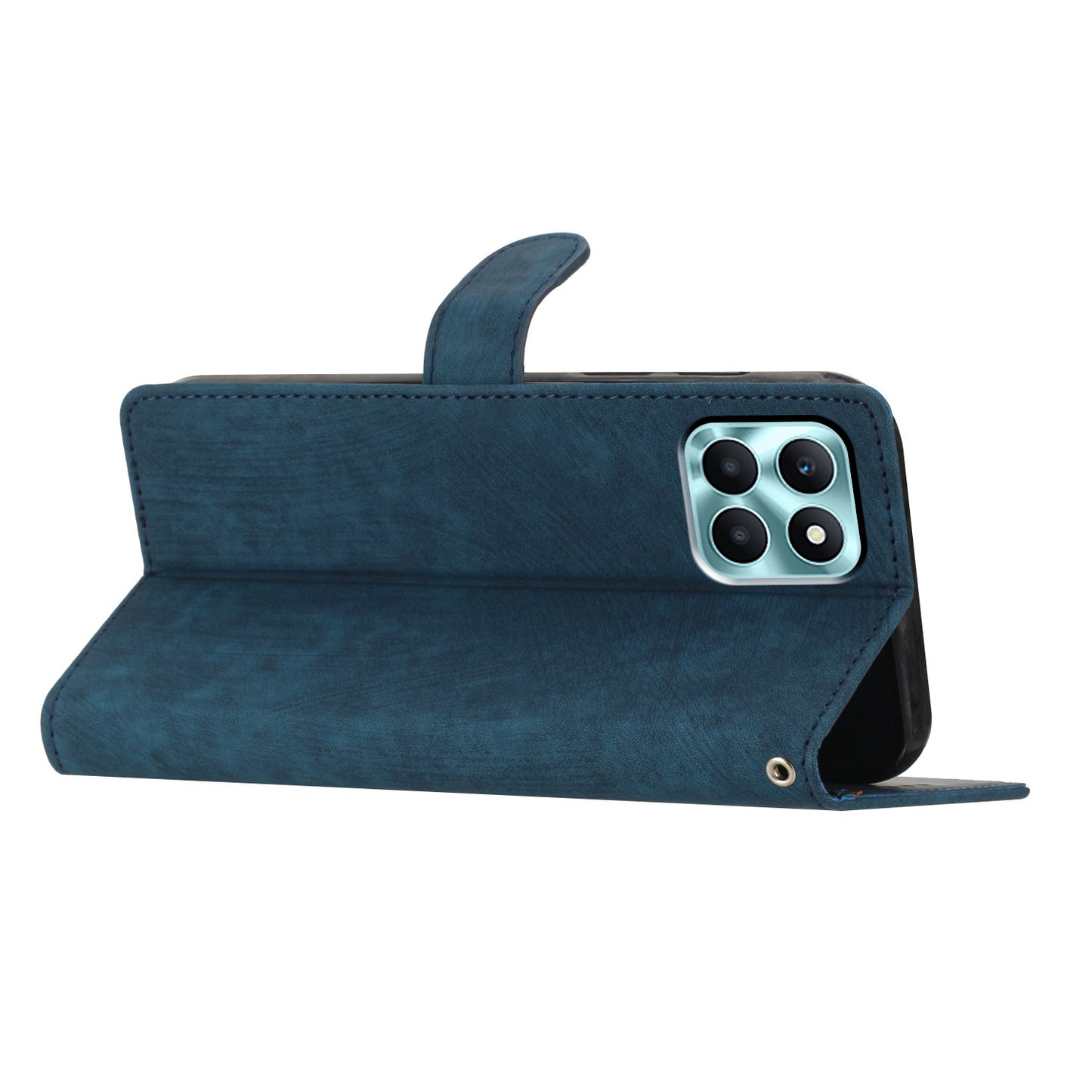 For Honor X6a 4G Case Skin-touch Leather Cover Wallet Stand Solid Color Phone Shell