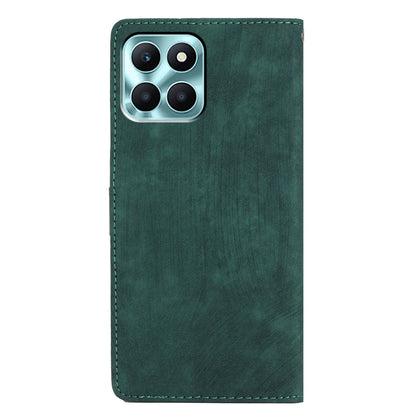 For Honor X6a 4G Case Skin-touch Leather Cover Wallet Stand Solid Color Phone Shell