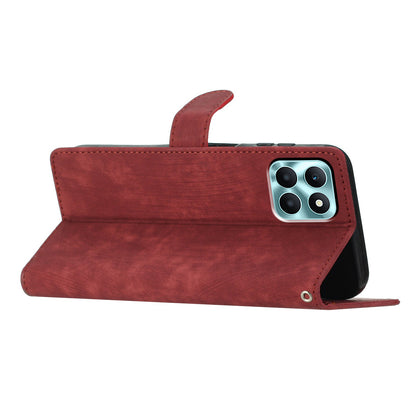 For Honor X6a 4G Case Skin-touch Leather Cover Wallet Stand Solid Color Phone Shell