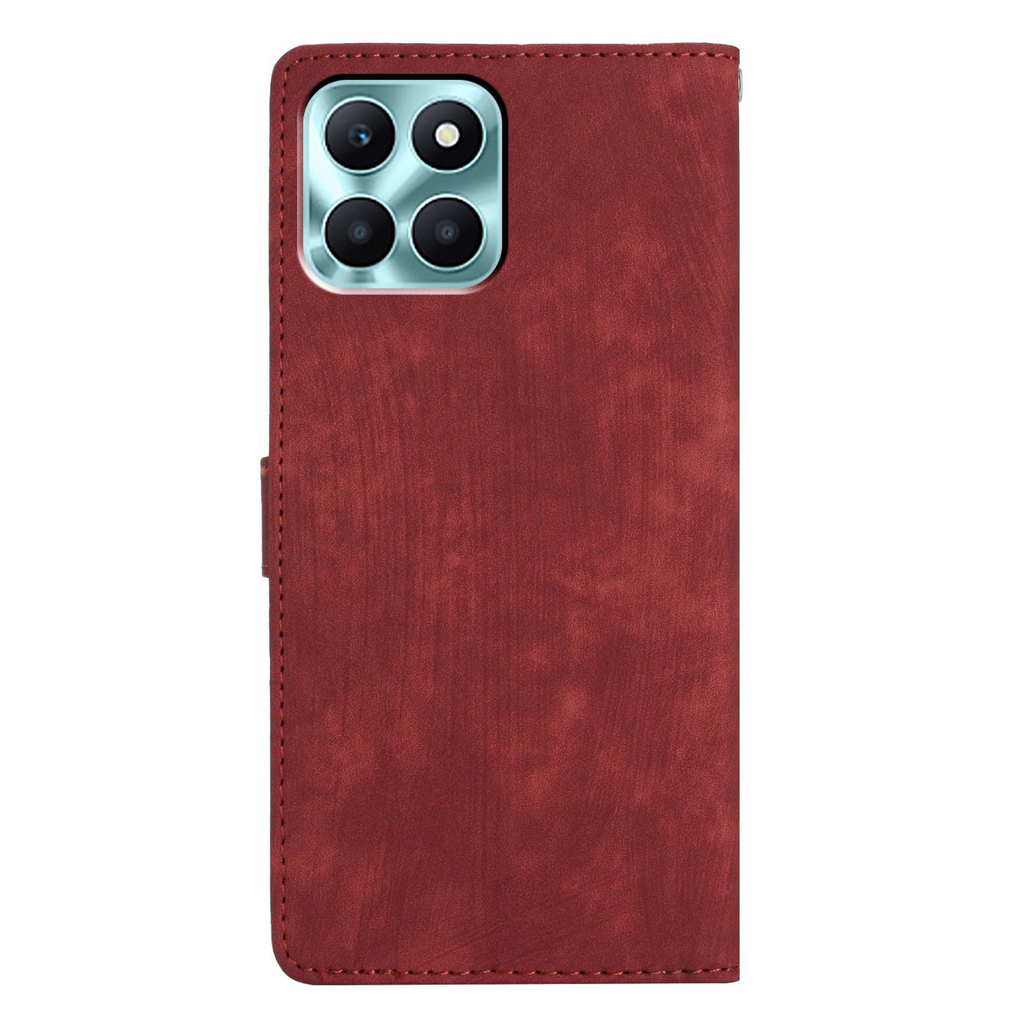 For Honor X6a 4G Case Skin-touch Leather Cover Wallet Stand Solid Color Phone Shell