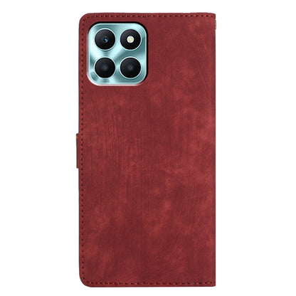 For Honor X6a 4G Case Skin-touch Leather Cover Wallet Stand Solid Color Phone Shell