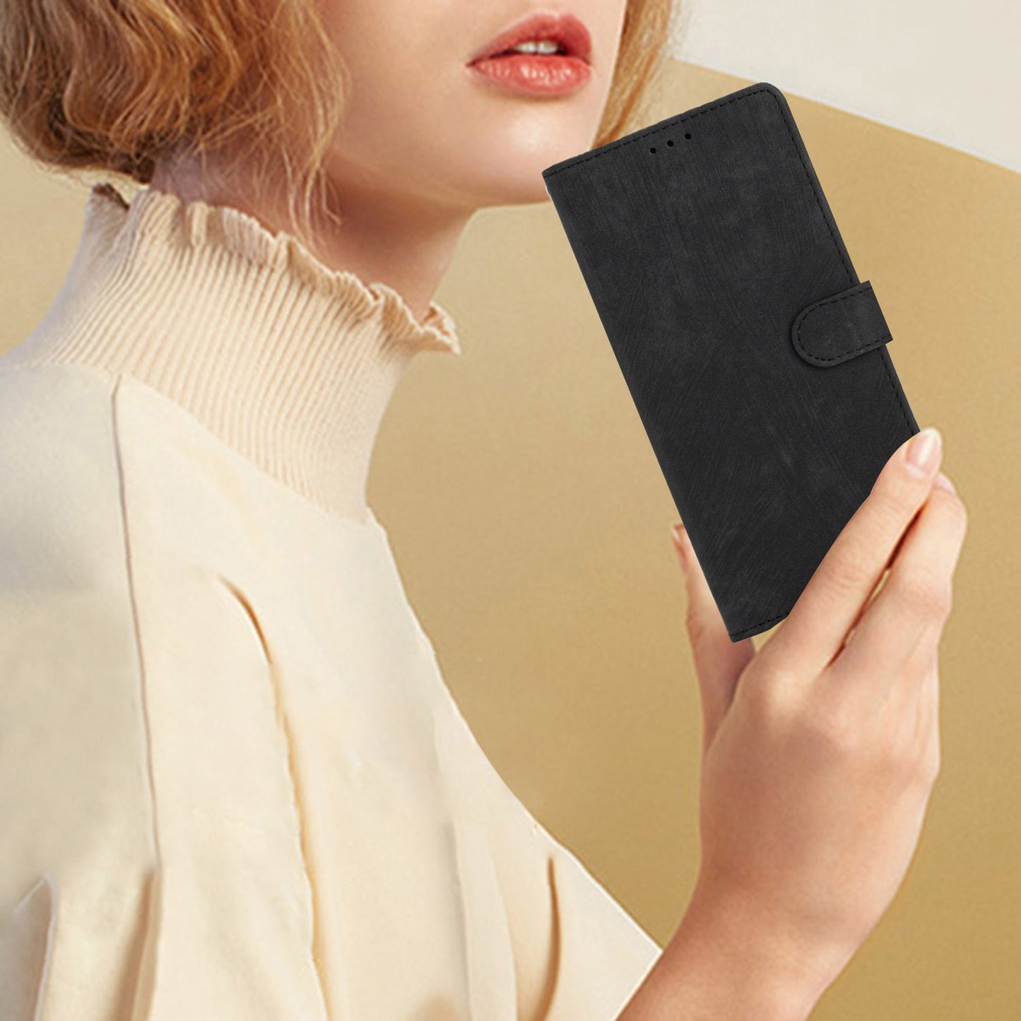 For Sony Xperia 5 V Case Solid Color Skin-touch Leather Cover Phone Stand Shell