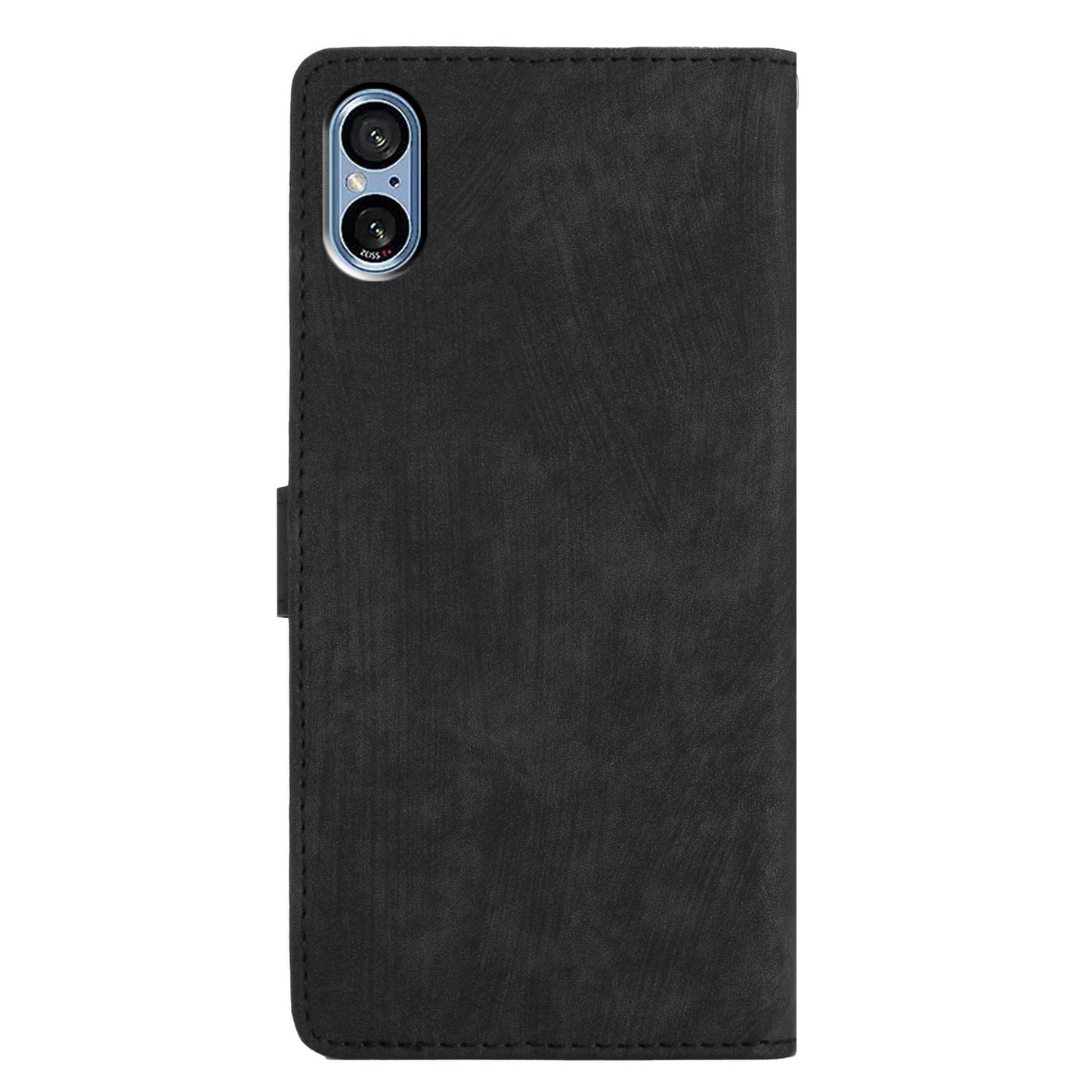 For Sony Xperia 5 V Case Solid Color Skin-touch Leather Cover Phone Stand Shell