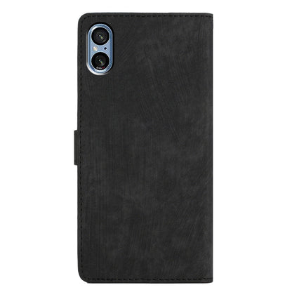 For Sony Xperia 5 V Case Solid Color Skin-touch Leather Cover Phone Stand Shell