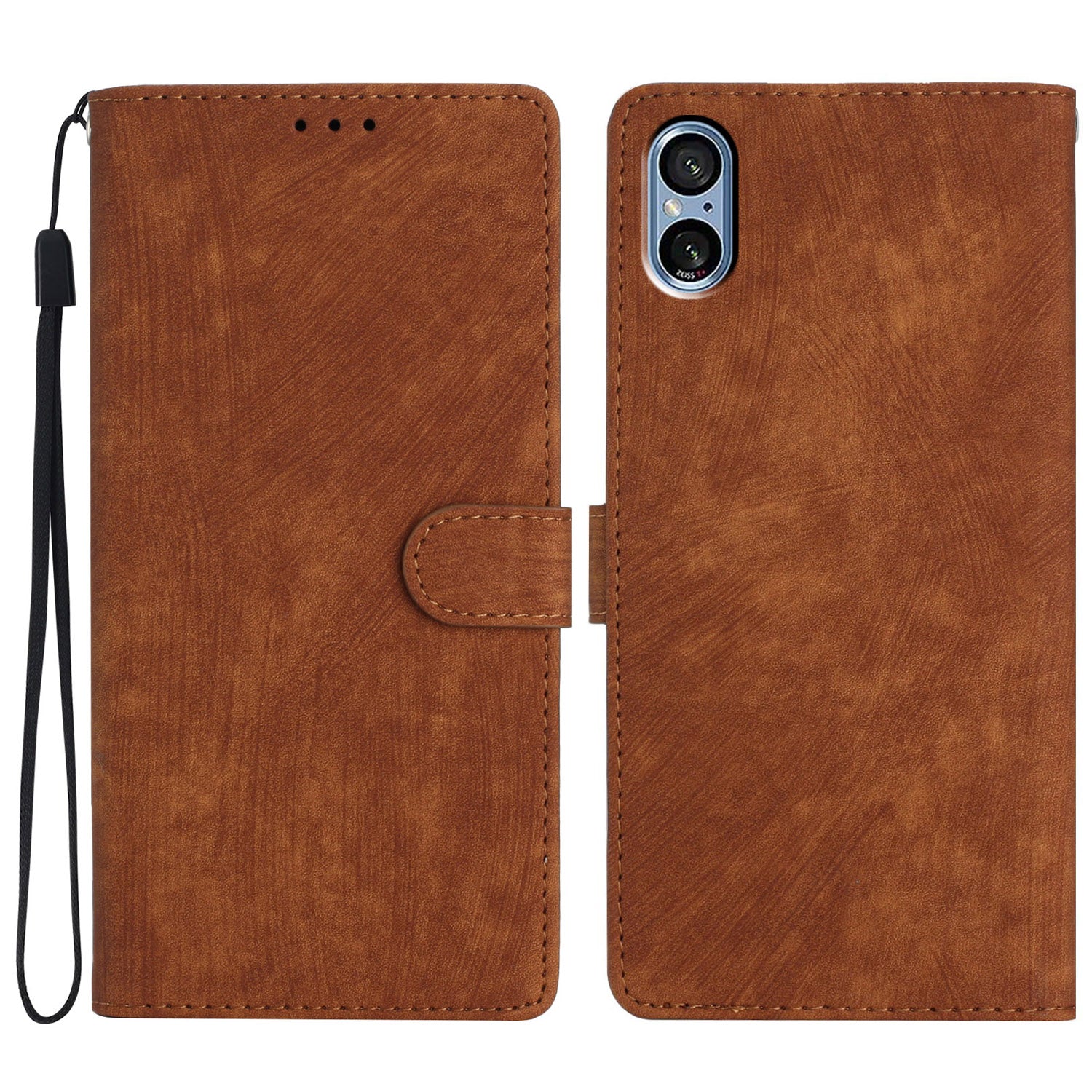 For Sony Xperia 5 V Case Solid Color Skin-touch Leather Cover Phone Stand Shell