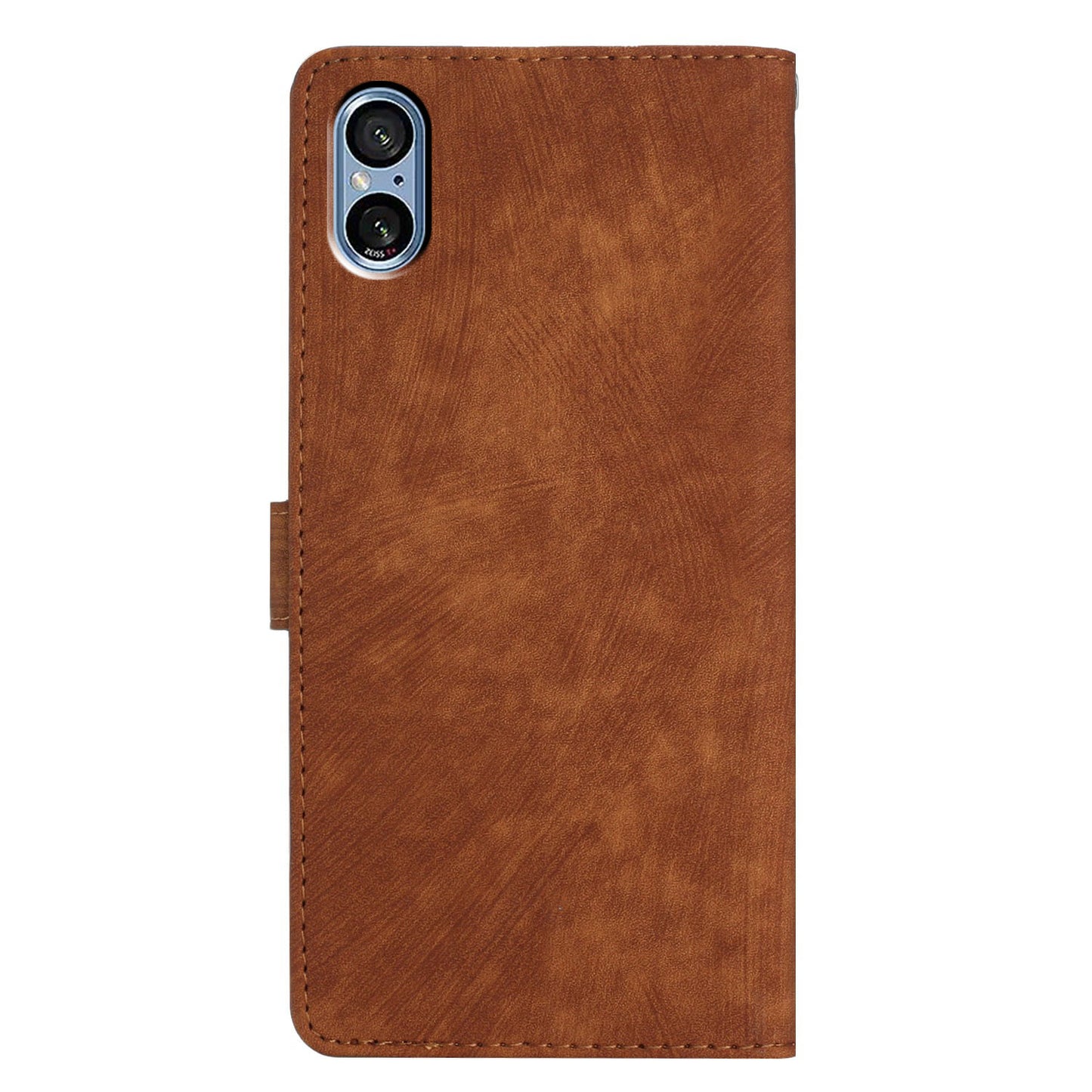 For Sony Xperia 5 V Case Solid Color Skin-touch Leather Cover Phone Stand Shell