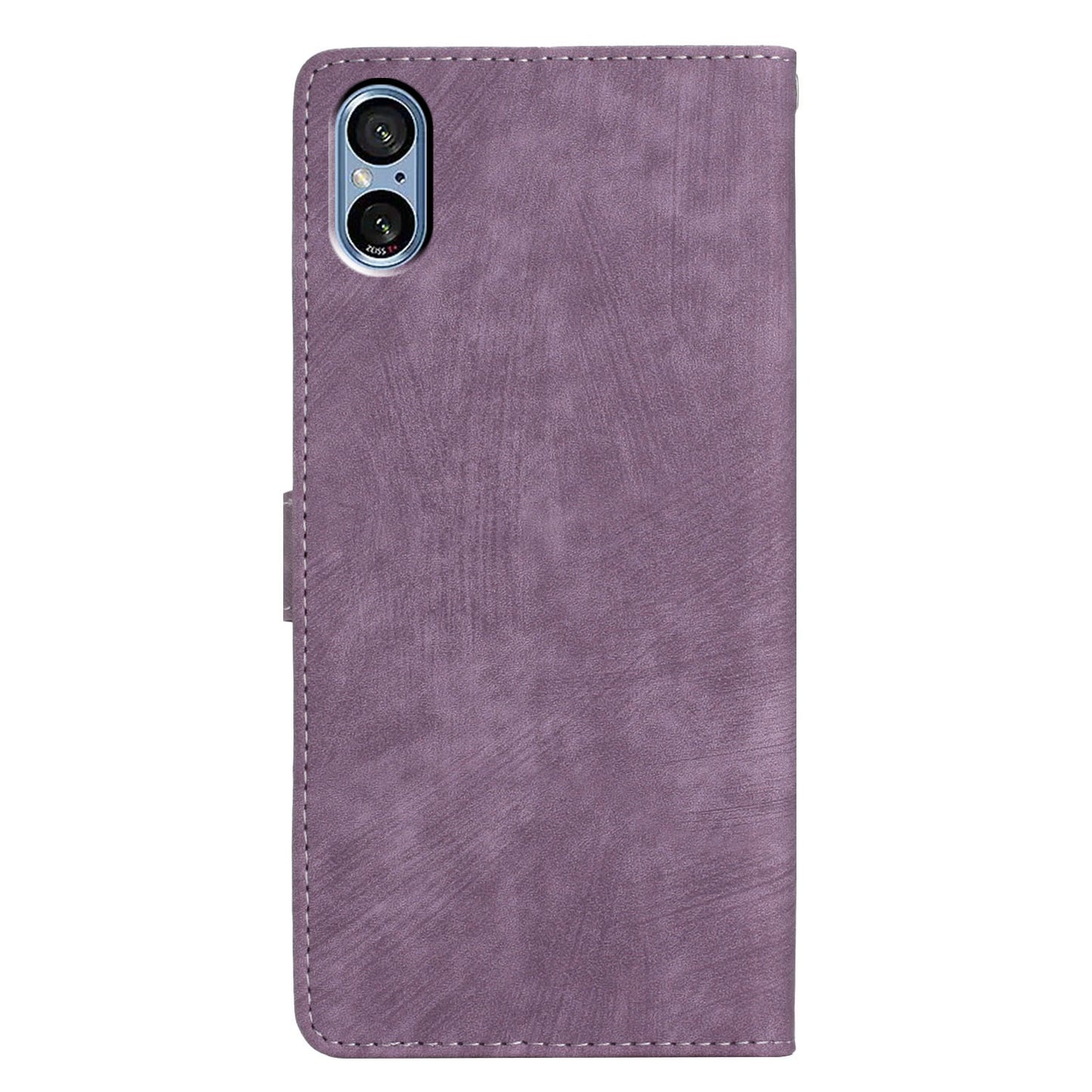 For Sony Xperia 5 V Case Solid Color Skin-touch Leather Cover Phone Stand Shell