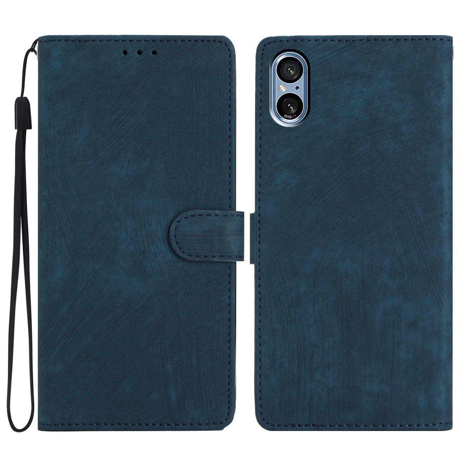 For Sony Xperia 5 V Case Solid Color Skin-touch Leather Cover Phone Stand Shell