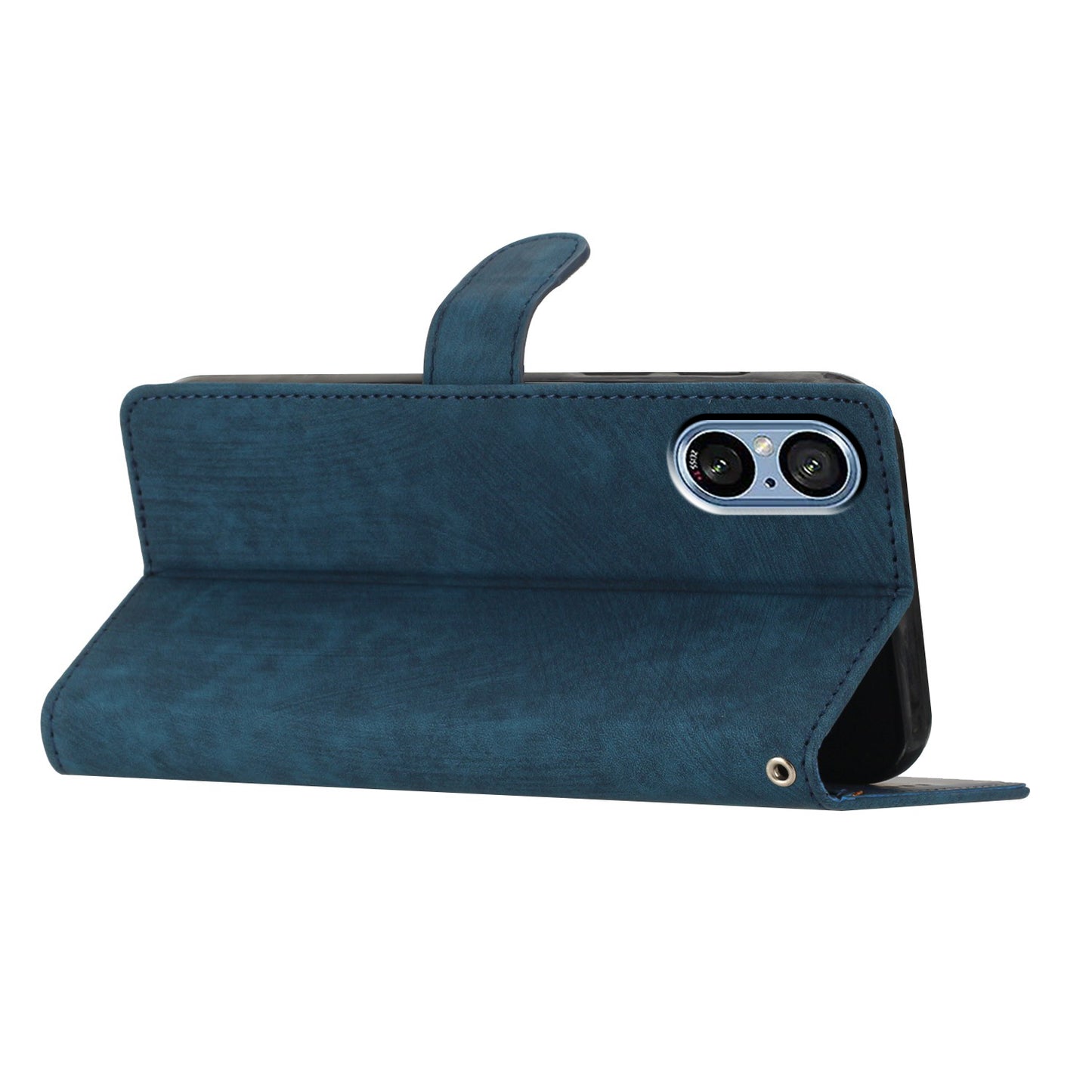 For Sony Xperia 5 V Case Solid Color Skin-touch Leather Cover Phone Stand Shell