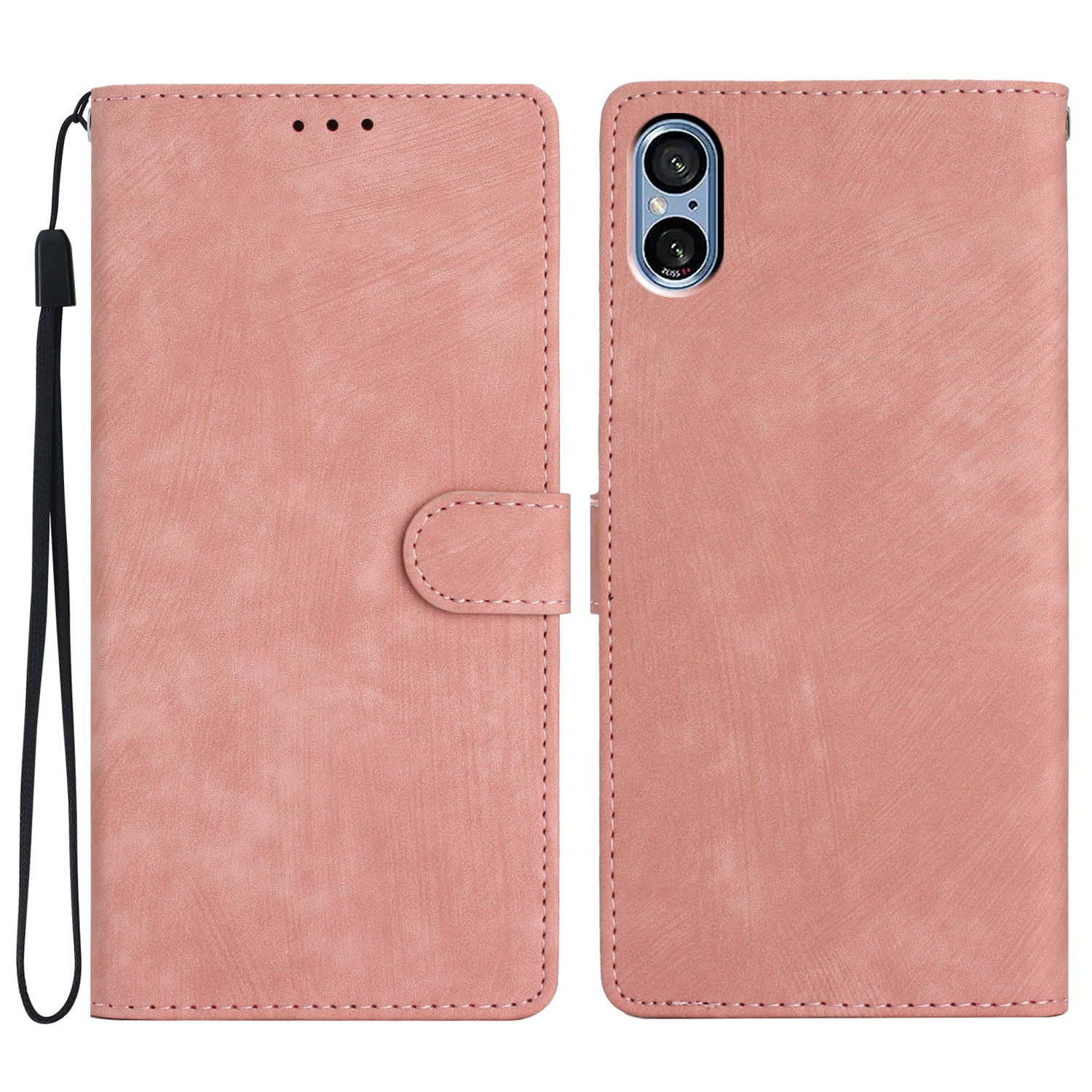 For Sony Xperia 5 V Case Solid Color Skin-touch Leather Cover Phone Stand Shell