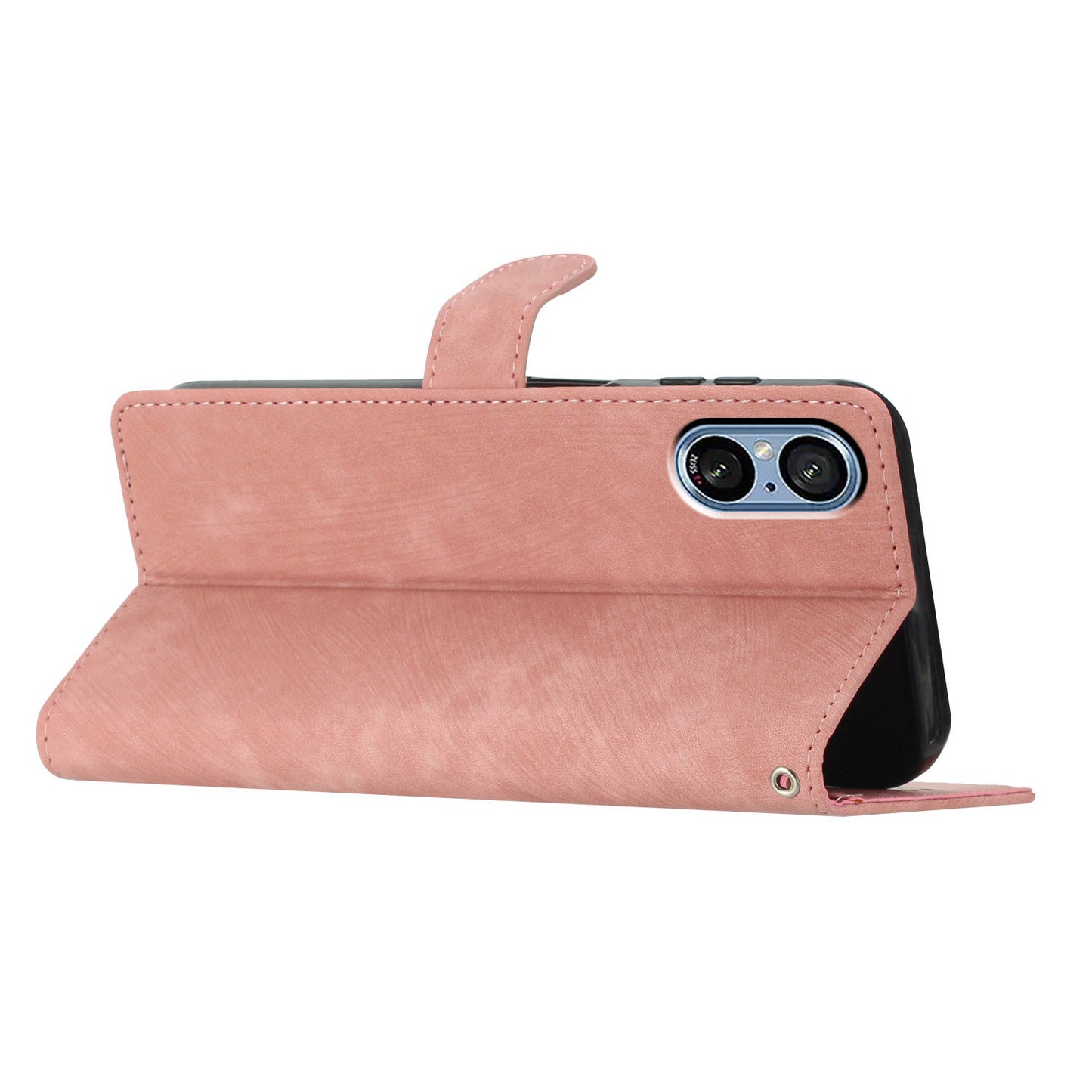 For Sony Xperia 5 V Case Solid Color Skin-touch Leather Cover Phone Stand Shell