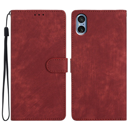 For Sony Xperia 5 V Case Solid Color Skin-touch Leather Cover Phone Stand Shell