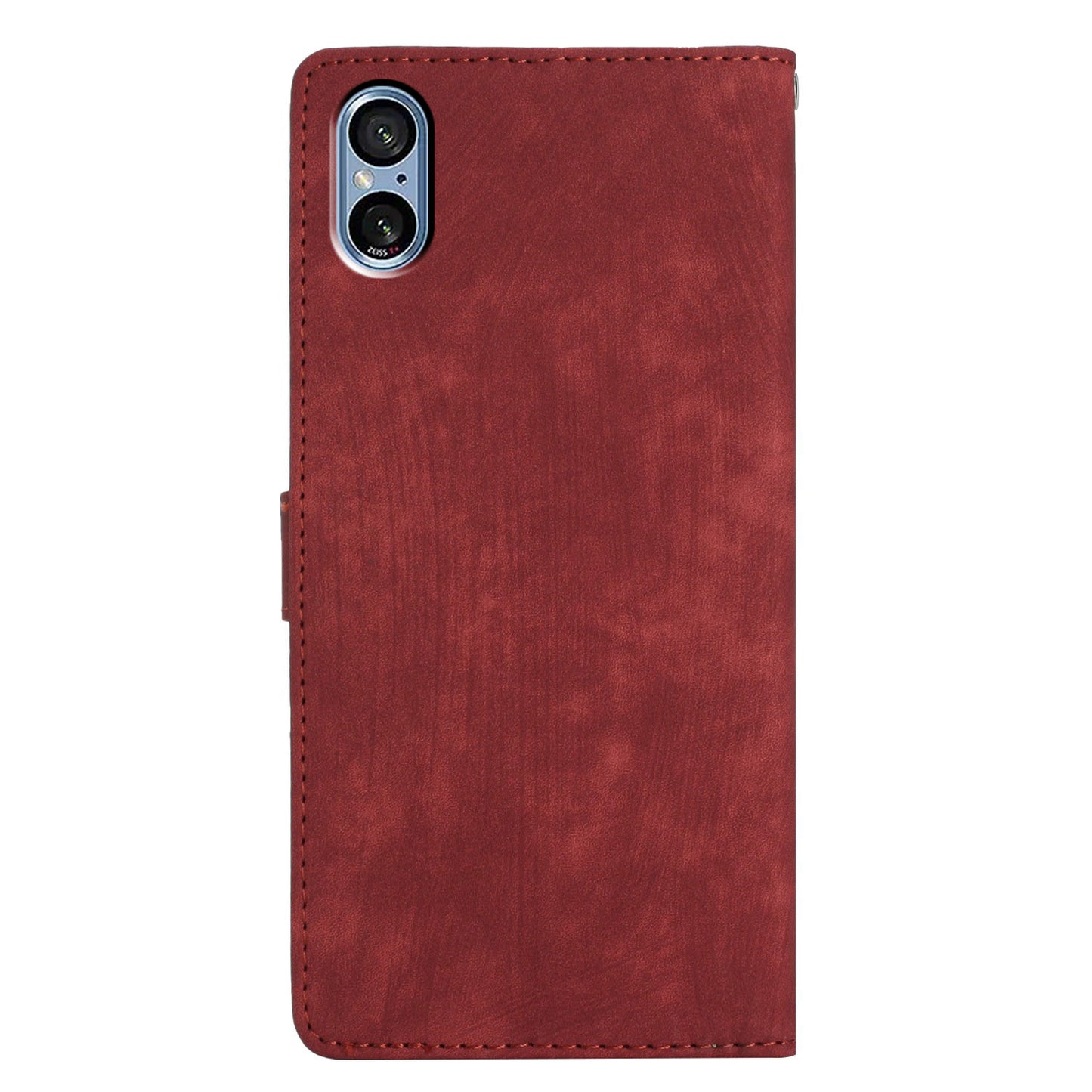 For Sony Xperia 5 V Case Solid Color Skin-touch Leather Cover Phone Stand Shell