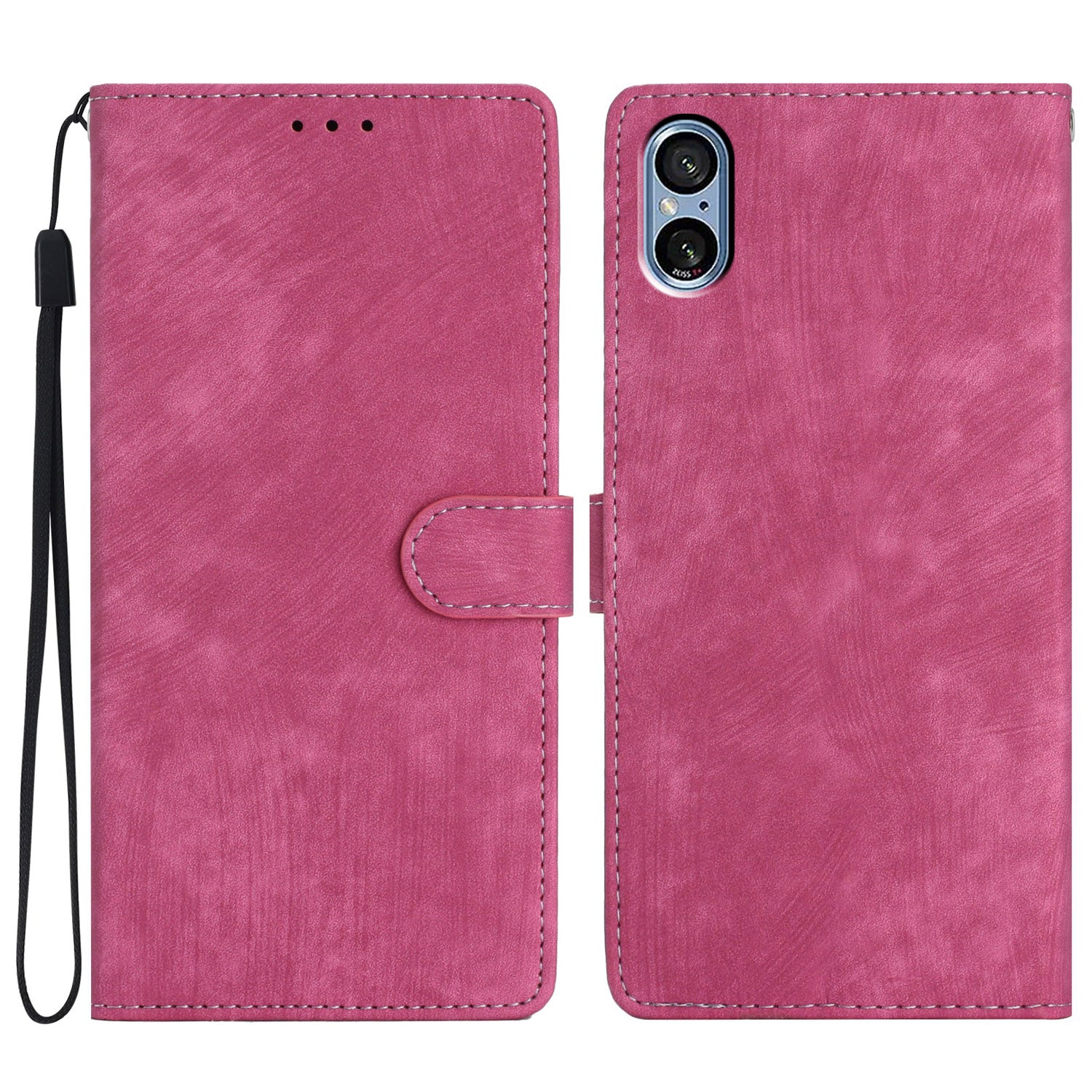 For Sony Xperia 5 V Case Solid Color Skin-touch Leather Cover Phone Stand Shell