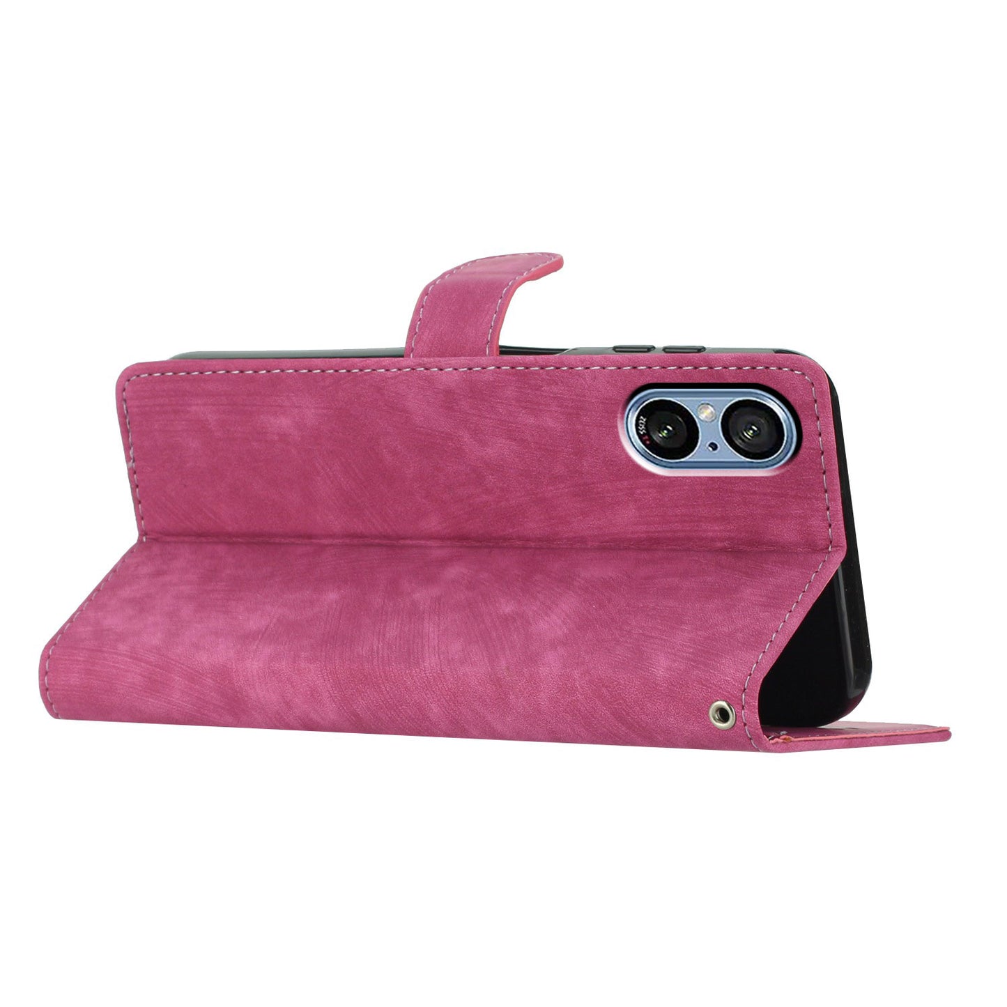 For Sony Xperia 5 V Case Solid Color Skin-touch Leather Cover Phone Stand Shell