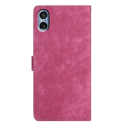 For Sony Xperia 5 V Case Solid Color Skin-touch Leather Cover Phone Stand Shell