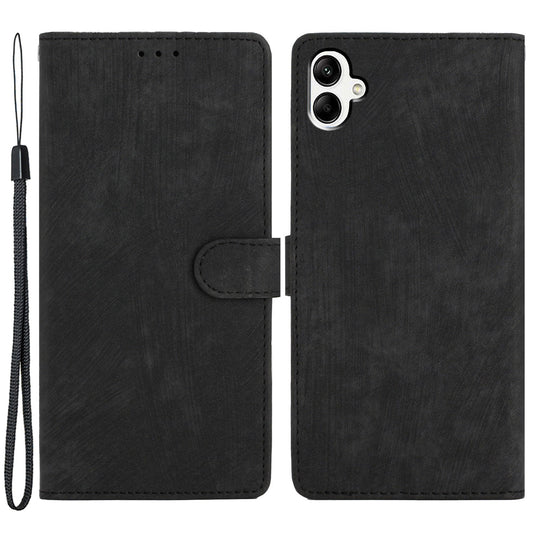 For Samsung Galaxy A05 4G Case PU Leather Folding Stand Solid Color Phone Cover