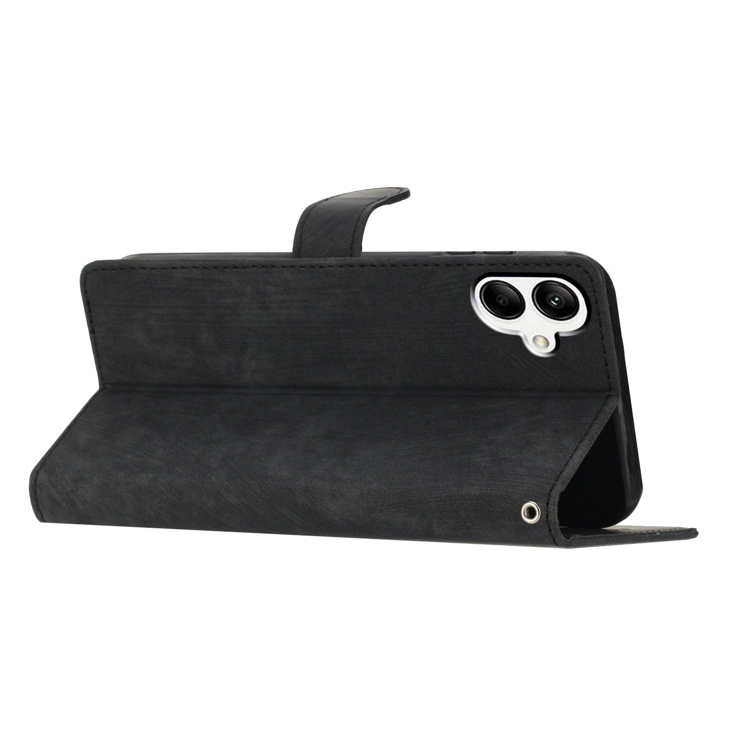 For Samsung Galaxy A05 4G Case PU Leather Folding Stand Solid Color Phone Cover