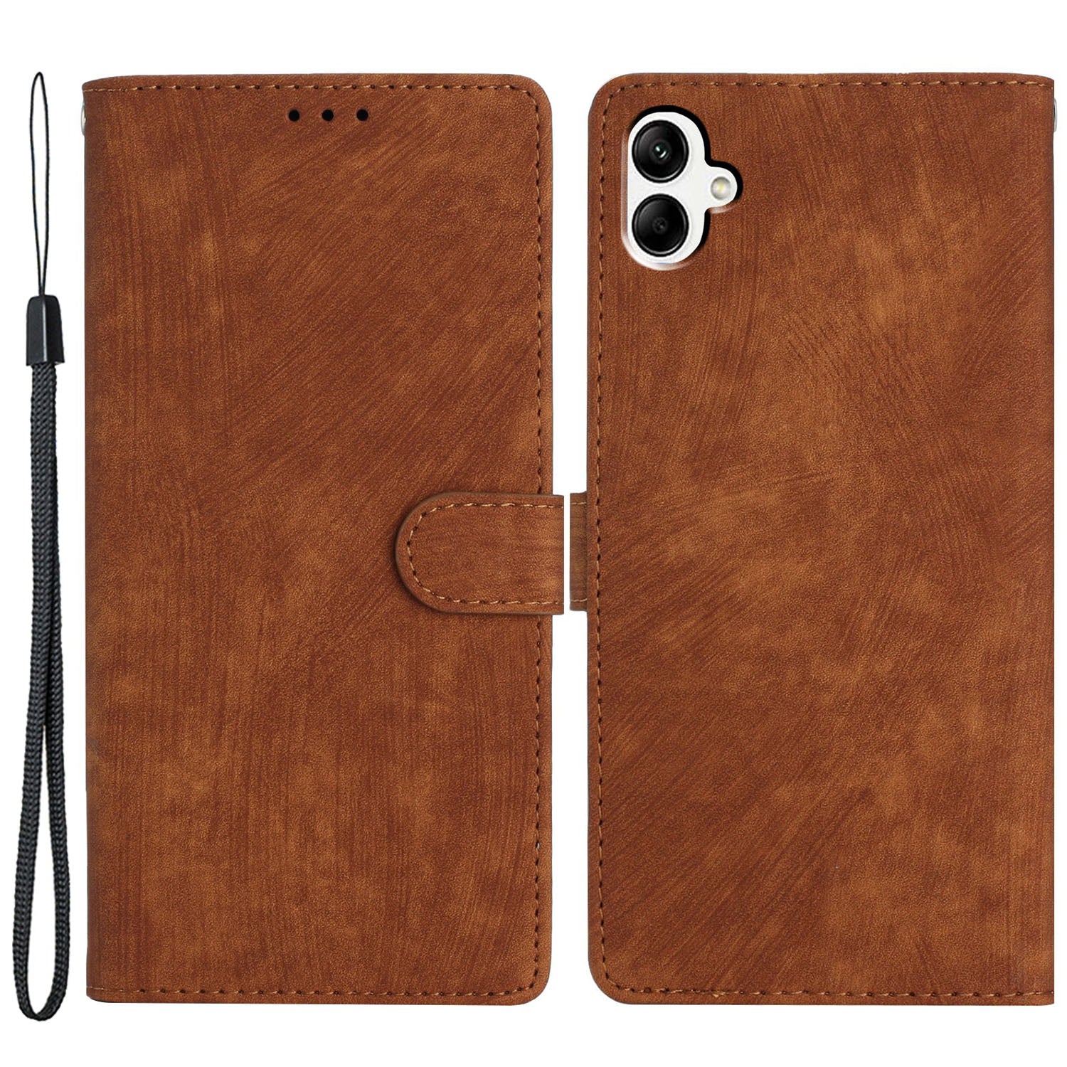 For Samsung Galaxy A05 4G Case PU Leather Folding Stand Solid Color Phone Cover