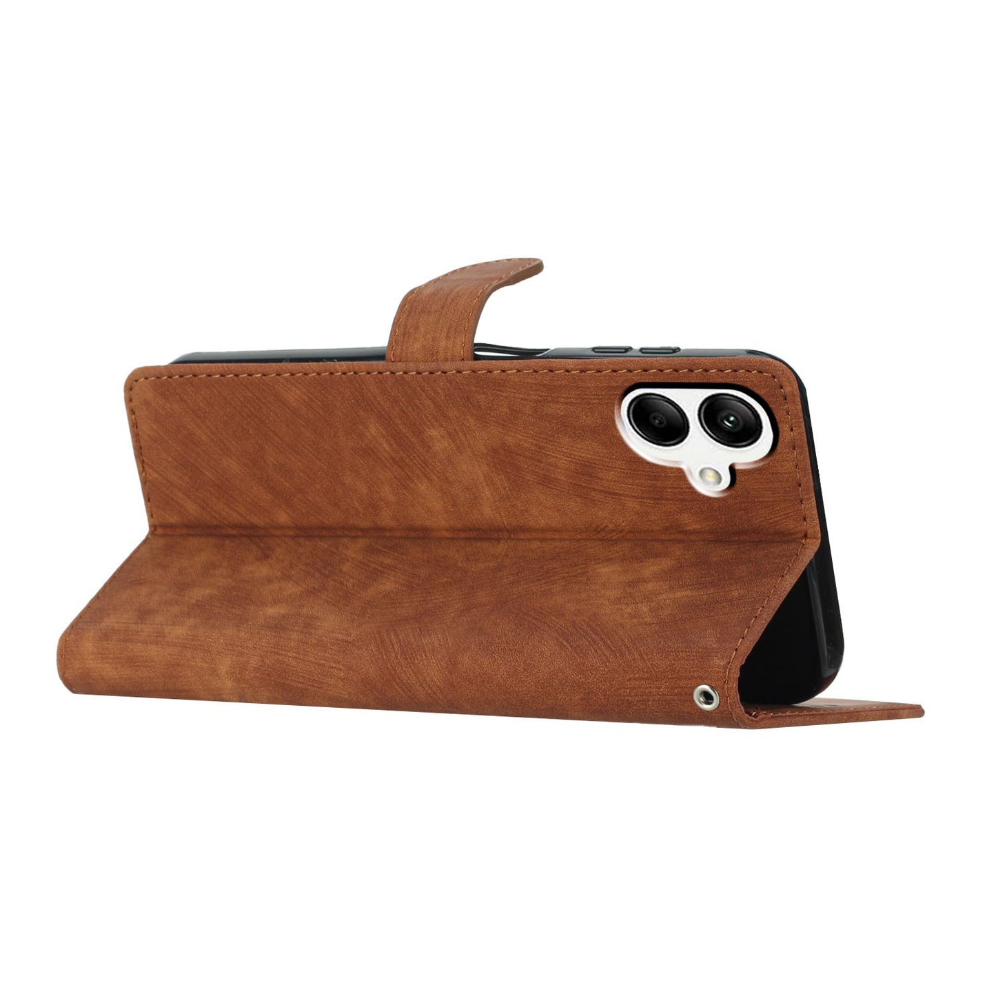 For Samsung Galaxy A05 4G Case PU Leather Folding Stand Solid Color Phone Cover